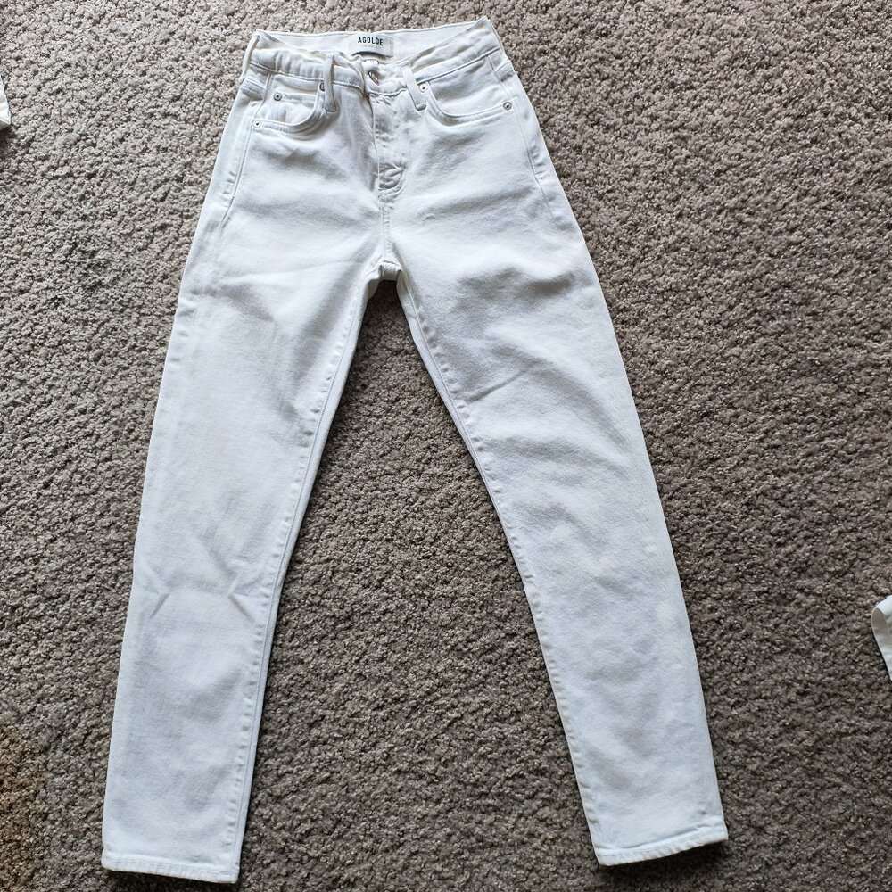 Agolde Toni Mid-rise straight fit jeans in White (Ivory), size 23